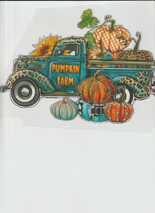 Blue truck pumkin farm